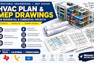structural engineer mep drawing and mep design hvac plan in texas ca pa