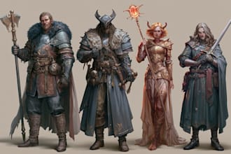 illustrate custom fantasy characters for dnd and tabletop