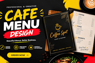do modern and professional food menu, menu board, bar, bakery, cafe menu design