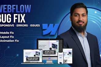 fix webflow bugs, responsive issues, and website errors
