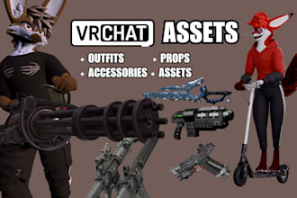 3d model custom vrchat outfit, vrchat assets vrchat clothing  props accessories