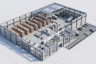 design warehouse layout, industrial facility and logistics space plan