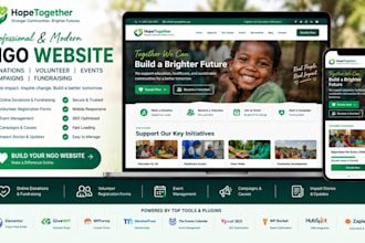 ngo website with donations, volunteer forms, events, campaigns and fundraising