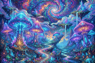 do amazing psychedelic and trippy illustration