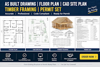 draft as built drawing floor plan cad site plan timber framing permit set