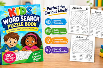 create word search puzzle book kids activity book kids workbook with book cover