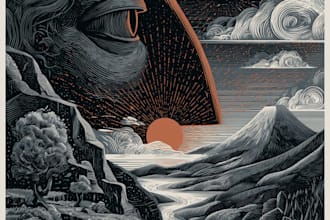 design artistic linocut illustrations for prints