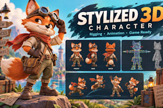 create stylized 3d game characters with rigging and animation for games