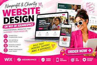 design a nonprofit charity website on wix or squarespace