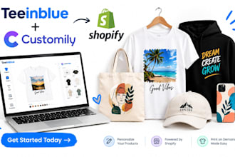 personalize print on demand products in teeinblue customily for shopify store