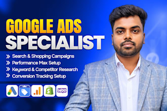 be your google ads specialist to manage PPC campaigns, shopping, performance max