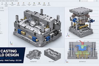 design die casting mold, metal die and casting tooling in 3d cad files stl file