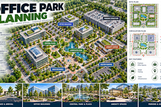 create office park planning layouts commercial development site concepts
