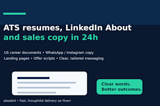 write ats resumes, linkedin about, and sales copy in 24h