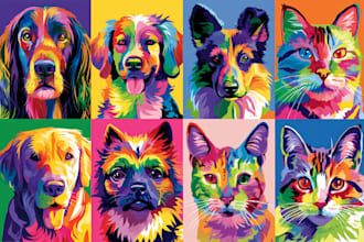 create custom professional animal pop art illustration