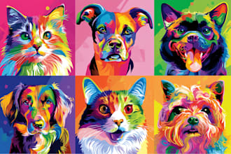 create professional animal pop art illustration with vibrant colors