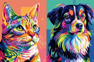make high quality animal pop art illustration