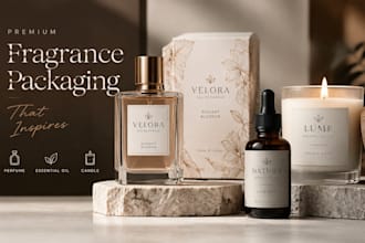 design perfume, essential oil candle label,cand box, bottle packaging dieline