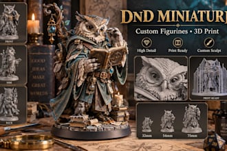 sculpt custom 3d character figurines and dnd miniatures for 3d printing