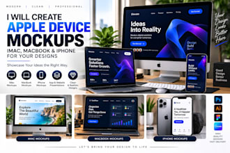 create apple imac macbook iphone mockups for your designs