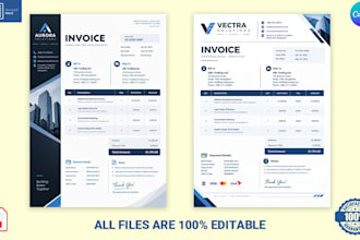 create a modern custom invoice design in word, excel or canva