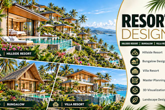 design hillside resort, bungalow, beach resort, villa resort