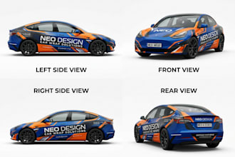 do vehicle wrap, car, van truck food truck, fleet branding graphics fast design