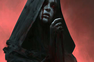 create realistic dark art horror illustrations