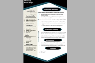design a professional  CV or resume for job applications