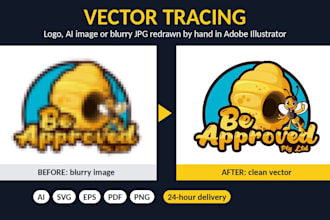 do vector tracing, vectorize and convert image or ai logo to vector