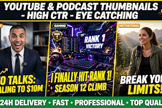 design eye catching youtube thumbnail and podcast cover art