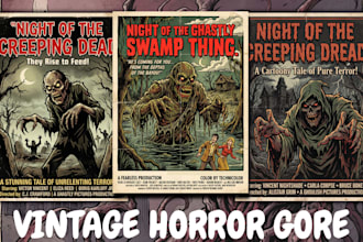 do retro poster vintage illustration halloween poster horror comic movie poster