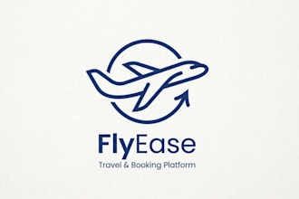 design a minimalist plane icon logo for booking