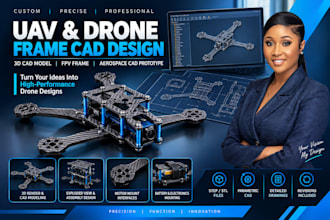 do drone frame cad design uav 3d cad model, fpv frame aerospace cad prototype