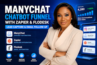 manychat chatbot funnel zapier flodesk automation setup
