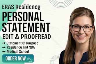 expertly edit eras residency, medical school and fellowship personal statements