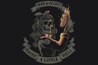 design custom skull and skeleton art for tshirts and logo