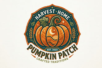 create a vector pumpkin emblem logo