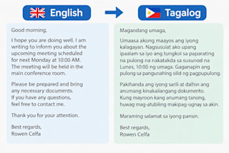 effectively and efficiently translate english to tagalog