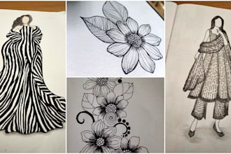 draw a custom hand drawn designs and sketch
