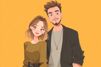 anime couple character art anime style