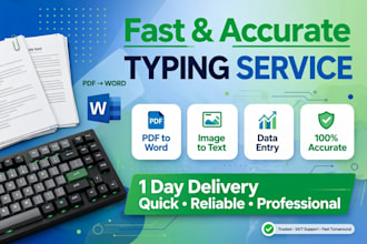 do fast typing, data entry, pdf to word and copy typing work