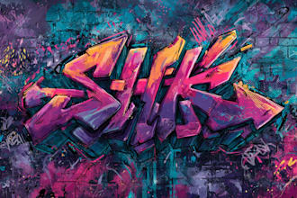 hand drawn graffiti logo or tag for your brand