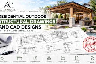 residential outdoor structural drawings and cad designs with engineering stamp