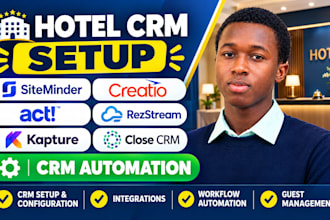 setup hotel CRM siteminder creatio act rezstream kapture close CRM automation