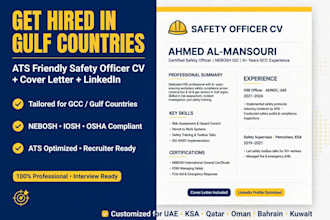 write safety officer cv, hse resume, jsa, risk assessment , hse reports