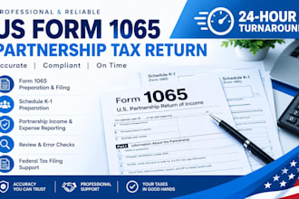 prepare and file US form 1065 partnership tax return in 24 hours