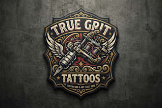 design a creative tattoo machine logo for your brand