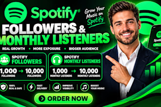 increase spotify followers, spotify chart, monthly listeners and streams