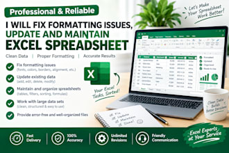 fix formatting issues, update and maintain excel spreadsheet